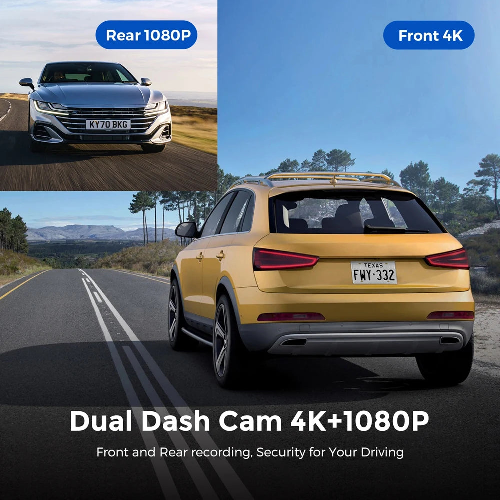 CarzHive 4K Dual Dash Cam — 
GPS + WiFi + 24H Parking 
Monitor + Night Vision