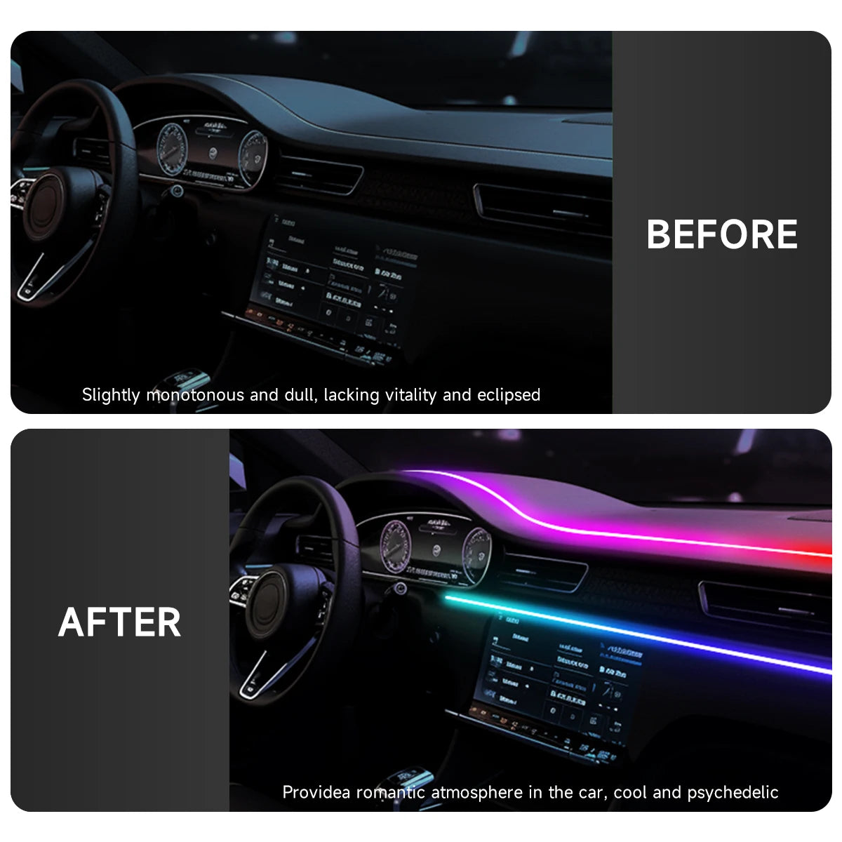 CarzHive RGB Car Ambient 
Light Kit — 64 Colors, App 
Control + Music Sync