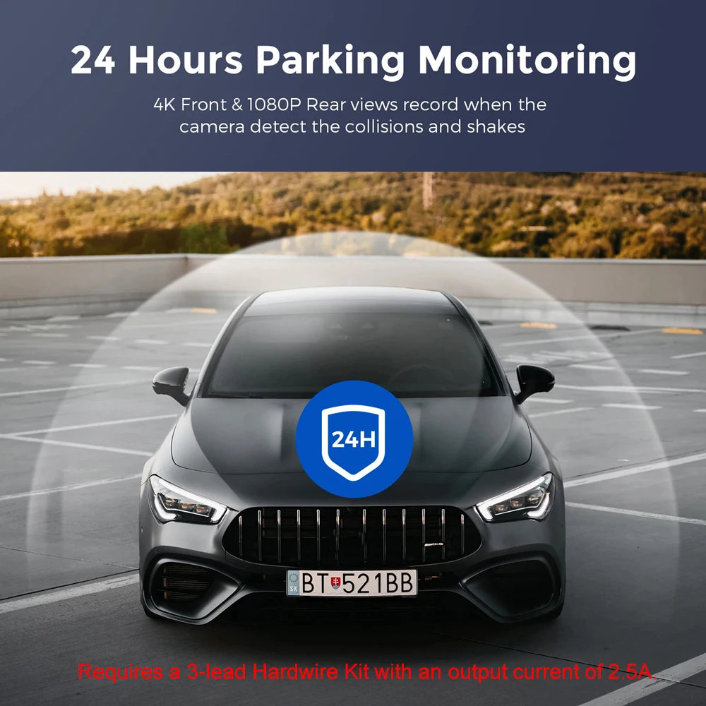 CarzHive 4K Dual Dash Cam — 
GPS + WiFi + 24H Parking 
Monitor + Night Vision