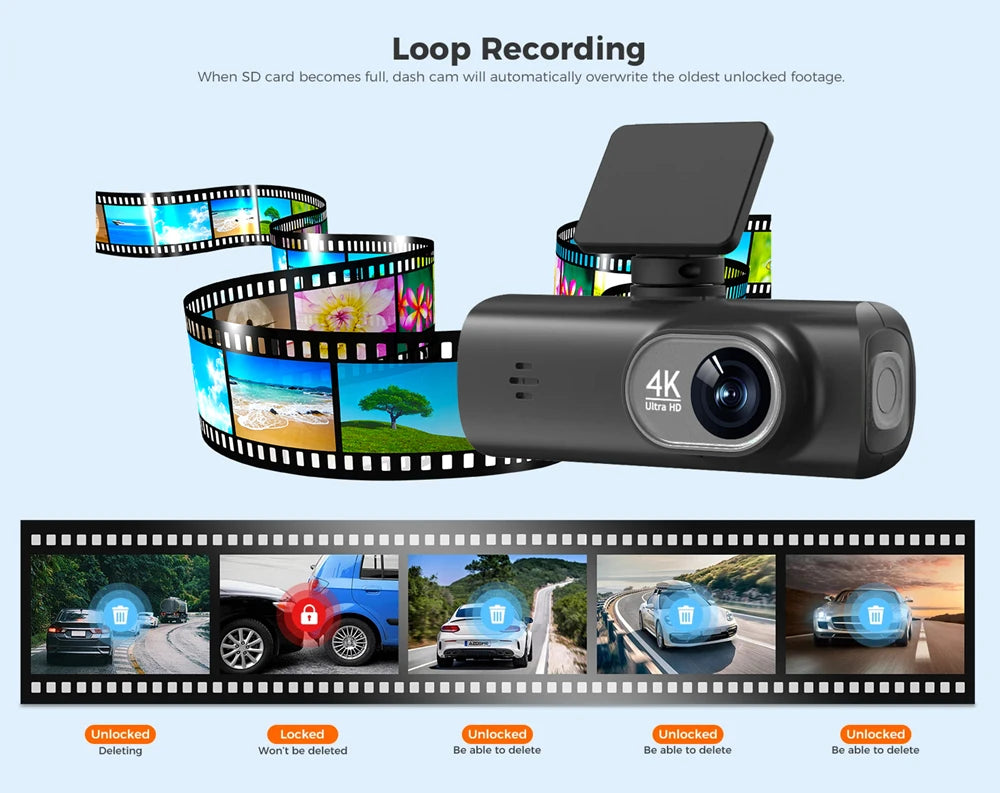 CarzHive 4K Dual Dash Cam — 
GPS + WiFi + 24H Parking 
Monitor + Night Vision