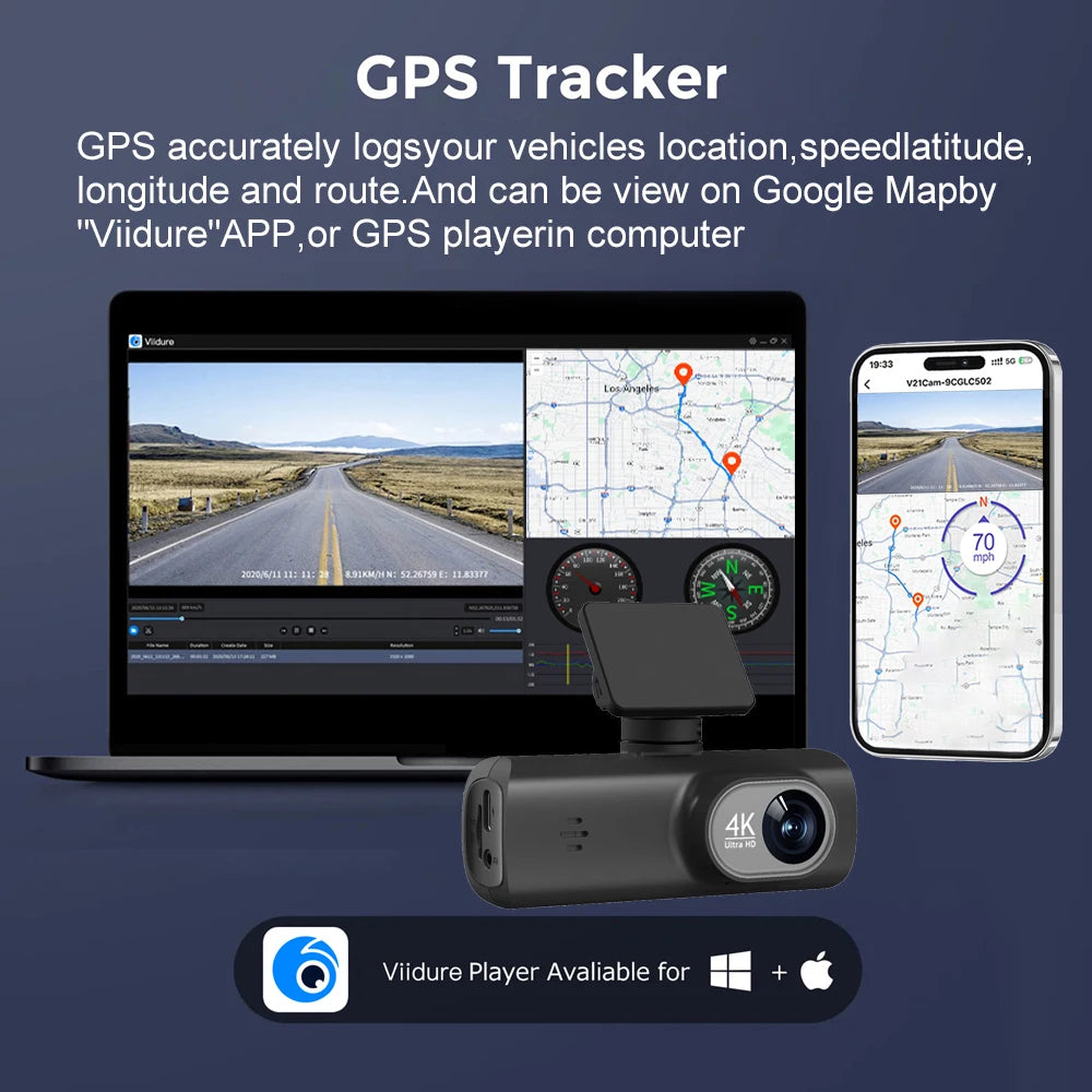 CarzHive 4K Dual Dash Cam — 
GPS + WiFi + 24H Parking 
Monitor + Night Vision